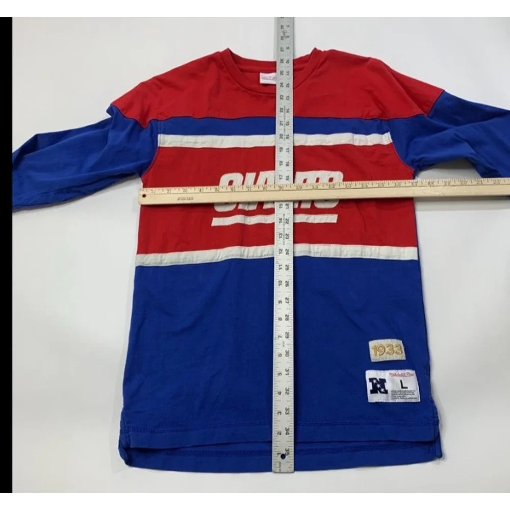 New York Giants Shirt Boys Youth Large Sleeve Retro Throwback Mitchell & Ness